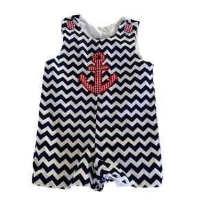 Banana Split Anchor Chevron Print Shortall - 18 Months